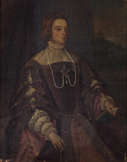 702.  COPIA DE TIZIANO (Escuela española, siglo XIX)Retrato de Isabel de Portugal