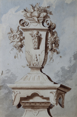 745.  ESCUELA ESPAÑOLA, SIGLO XIXEstudio de un remate de columna