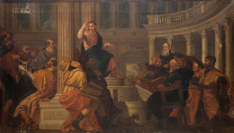 696.  COPIA DE PAOLO VERONESE (Escuela española, siglo XIX)La disputa con los doctores en el templo
