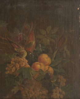 726.  ESCUELA ESPAÑOLA, SIGLO XIXCesta de melocotones y uvas