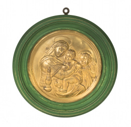 437.  Según Rafael Sanzio, la Virgen de la Silla, placa de bronce dorado, S. XIX.