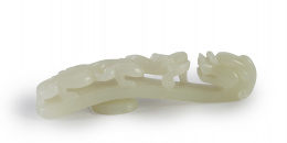 568.  Hebilla de cinturón en jade tallado.China, S. XIX.