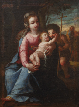 776.  ATRIBUIDO A FRANCISCO PRECIADO DE LA VEGA (1712- 1789)Sagrada Familia con San Juanito