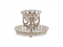 611.  Especiero o salero  en plate sterling. Marcada.Sandborns, Méjico. S. XX.