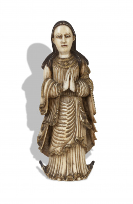 612.  InmaculadaMarfil tallado y policromadoEscuela hispano-filipina, S. XVII - XVIII