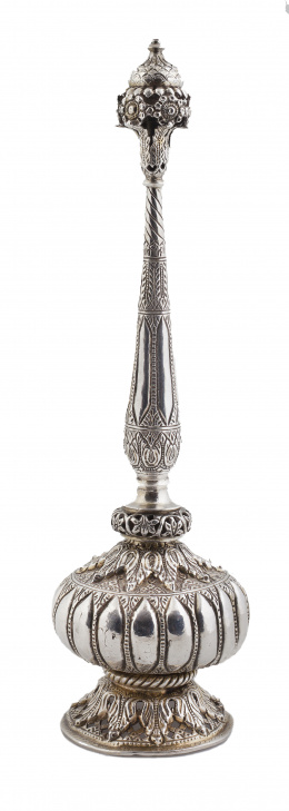 659.  Aspersor Mughal en plata para agua de rosas.India, S. XIX.