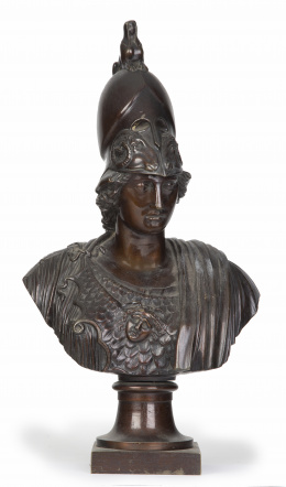1325.  Busto de Minerva o Atenea Giustiniani en bronce.Grand Tour, trabajo napolitano, S. XIX.
