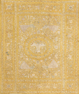 689.  Tapiz indoportugués en seda y algodón.Goa, S. XVI - XVII. 