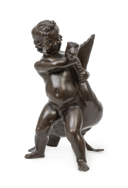 1267.  Cupido con ganso de bronce.
Atribuido a Achille Collas (17