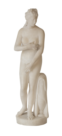 613.  Venus Capitolina.Estatua de alabastro tallado. Grand Tour, Italia, S. XIX.