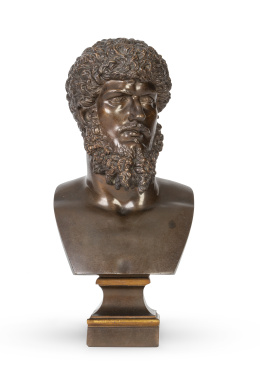 591.  El emperador Lucio Vero.Busto de bronce, firmado "Reduction Sauvage" y "Société des Bronzes".Grand Tour, S. XIX.