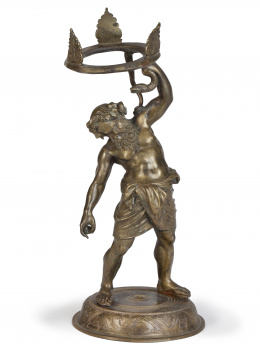 1017.  Sileno de Pompeya, en bronce. Italia, época Grand Tour, attribuido al taller de Chiurazzi.S. XIX.