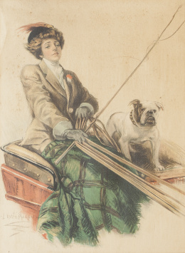 1054.  LESTER RALPH (1876-1927)Dama con perro en trineo