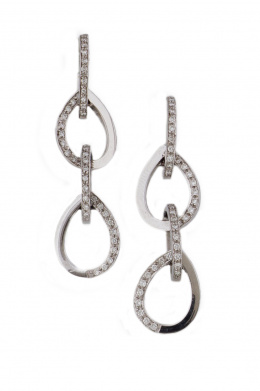 198.  Pendientes largos de brillantes en aros y gotas encadenados