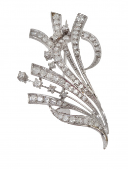 228.  Broche de brillantes años 50 con diseño de abanico