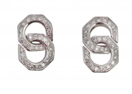 233.  Pendientes de brillantes con dos eslabones que dibujan ochos