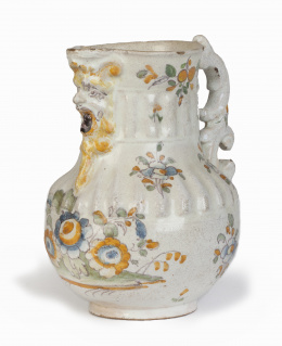 1084.  Jarra de cerámica esmaltada de la serie alcoreña.Talavera, S. XVIII