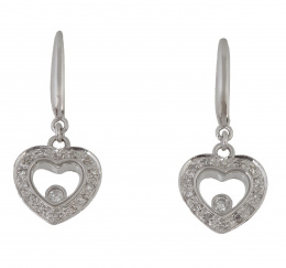 225.   Pendientes largos estilo Chopard de brillantes con diseño de corazón