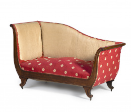 708.  “Meridienne” Luis Felipe de madera caoba.Trabajo francés, h. 1830-1848.