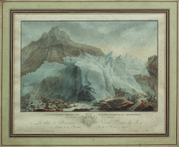 809.  JEAN- FRANÇOIS JANINET (1752- 1814) según CASPAR WOLFF"La lutschinen sortant du glacier inferieur du Grindelwald, Canton de Berne, Province d&#39;Interlaken"