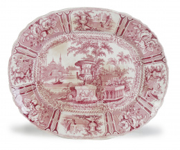 949.  Fuente en loza estampada en rosa.Sargadelos, tercera época (1845-1862).