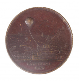 316.  Medalla de recuerdo de ascensión en globo en la Exposicón Universal de Barcelona. 1888