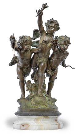 1053.  Jean Louis Grégoire (1840-1890).El Amor Vencedor.Escultura en bronce patinado. Firmado.