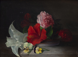 780.  CÍRCULO DE JOSÉ MARÍA MURILLO BRACHO (1827- 1882)Flores sobre un pedestal