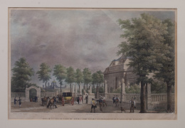 786.  F. BRAMBILLA (lo pintó) ASSILINEAU (lo litografío)Vista de la Casa de Campo desde arriba como estaba anteriormente en el San Lorenzo del Escorial