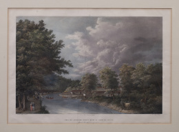 785.  F. BRAMBILLA (lo pintó) PIC DE LEOPOLD (lo litografío)Vista del astillero tomada desde el Jardín del Príncipe