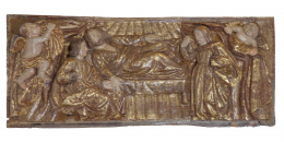 590.  "Resurrección de Cristo"Tabla de madera tallada y dorada.Escuela castellana, S. XVI.