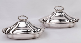 711.  Royal Mail Steam Packet Company*Pareja de legumbreras en plateado.Trabajo inglés, S. XIX-XX.