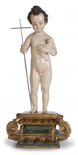 683.  "San Juanito". Entorno de Juan de Mesa.Escultura en madera tallada y policromada.Escuela andaluza, S. XVII.