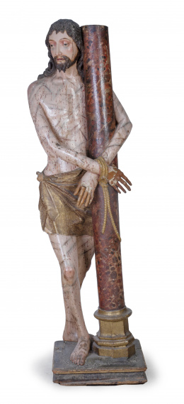 1021.  "Cristo atado a la columna".Escultura en madera tallada y policromada.Trabajo castellano, S. XVI.