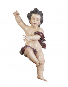 1332.  Niño en madera tallada y policromada.Trabajo español, S. XVIII.