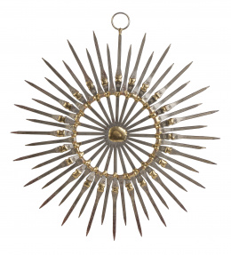 596.  Resplandor en metal y metal dorado.Trabajo español, S. XIX.