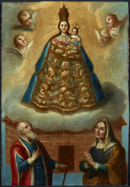 852.  JOSÉ DE ALCÍBAR (Texcoco, h. 1730- México, 1803)Virgen de Loreto con San Joaquín y Santa AnaH. 1780