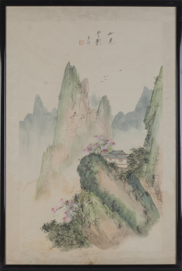677.  Estampa representando un paisaje.China, primera mitad del S. XX.