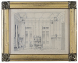 933.  ESCUELA ESPAÑOLA, SIGLO XIXApunte de interior de casa