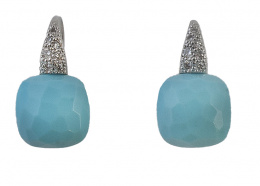 236.  Pendientes POMELLATO con turquesas facetadas y banda superior de brillantes
