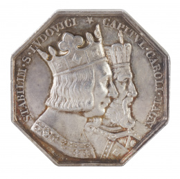 324.  Jeton octogonal francés en plata. Cámara de notarios del arrondissement du Havre