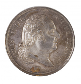 328.  Jetón francés en plata de Luis XVIII. Cámara de comercio de Bayona. Sin fecha