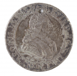 331.  Medalla de proclamación de Carlos III en plata. 1760. Perforada