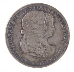 334.  Medalla  conmemorativa de la boda de Fernando VII e Isabel de Braganza en plata. Cádiz 1816