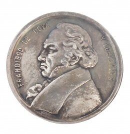 312.  Medalla de Francisco de Goya en bronce plateado