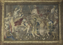 1134.  Tapiz en lana, con escena narrativa.Bruselas, pp. del S. XVIII.