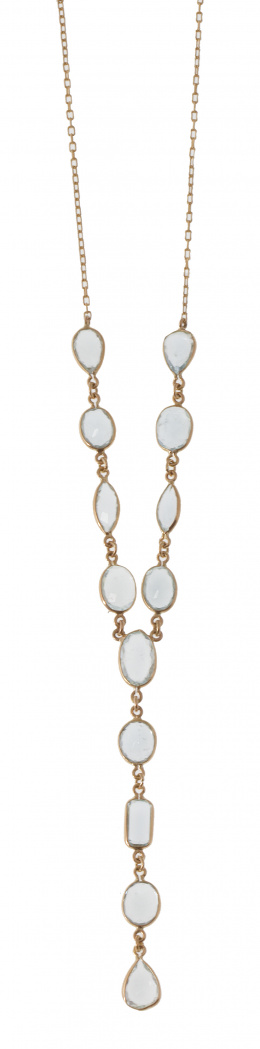 104.  Collar con aguamarinas de diferentes tallas facetadas articuladas con cadena
