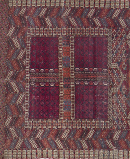 511.  Alfombra en lana con decoración geométrica. Persia.