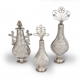 651.  Lote de tres frascos de plata para ungüento de kholNorte de África, S. XIX.