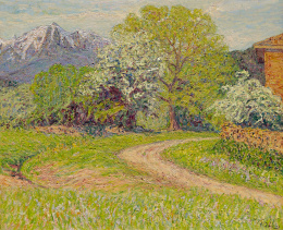 877.  MIGUEL BARBERO (Hinojosa del Duque, Córdoba 1953)“Paisaje de la Vera”.